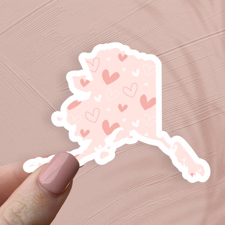 Alaska Hearts State Sticker for wholesale by The State Stickers