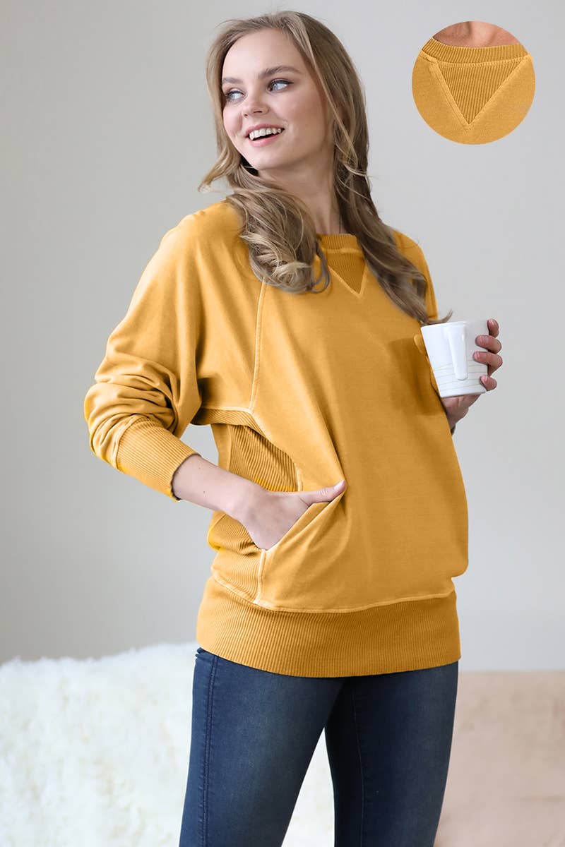 42POPS - Wholesale Sweatshirt - Women's - ',,,, Washed French Terry Pullover With Side Pockets47