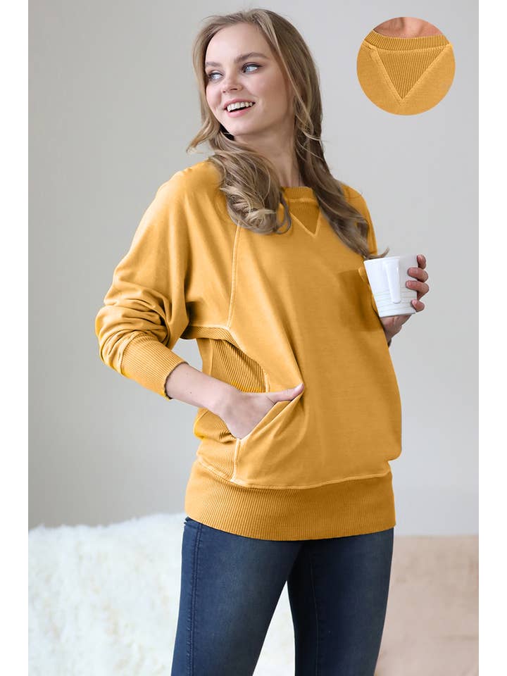 42POPS - Wholesale Sweatshirt - Women's - ',,,, Washed French Terry Pullover With Side Pockets47