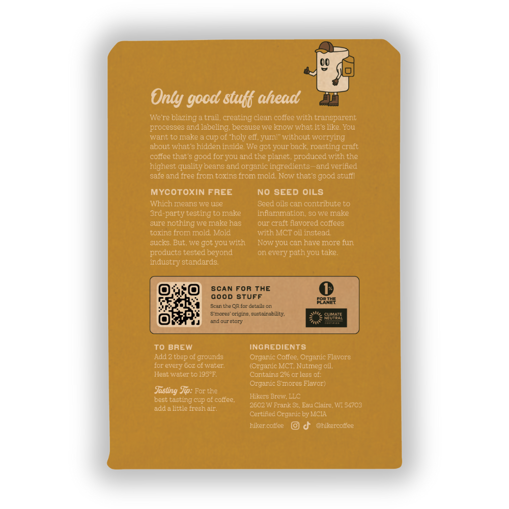 Hiker Coffee - Wholesale Ground Coffee - S'mores, Ground Coffee, 12oz, No Seed Oils, Mycotoxin-Free2