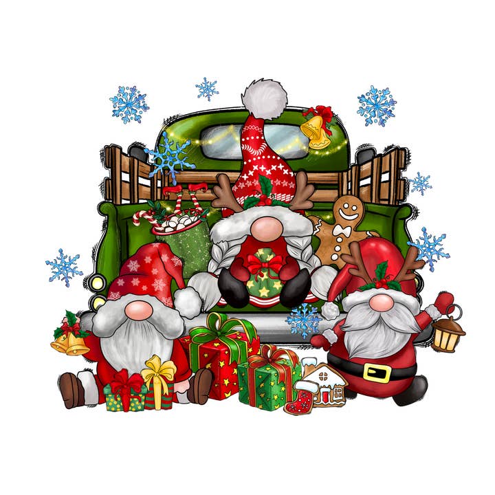 Christmas Gnome Truck DTF Print for wholesale by ROTD Crafter's Corner