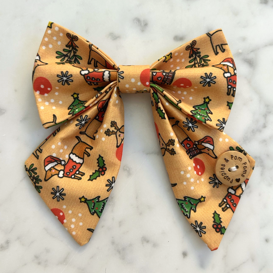 Puppies & Pom Poms - Wholesale Pet Bow Tie - Dog - Handmade Dog Sailer Bow Tie - Christmas Dachshunds1