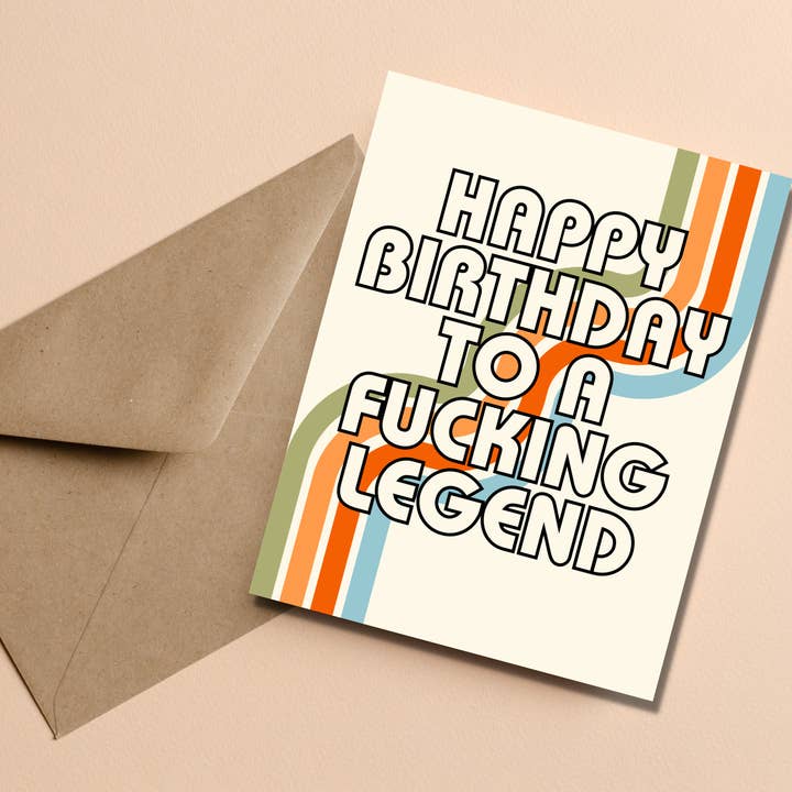 As Told By Ellie - Wholesale Birthday Card - Happy Birthday You Fucking Legend Card Funny Retro Nostalic