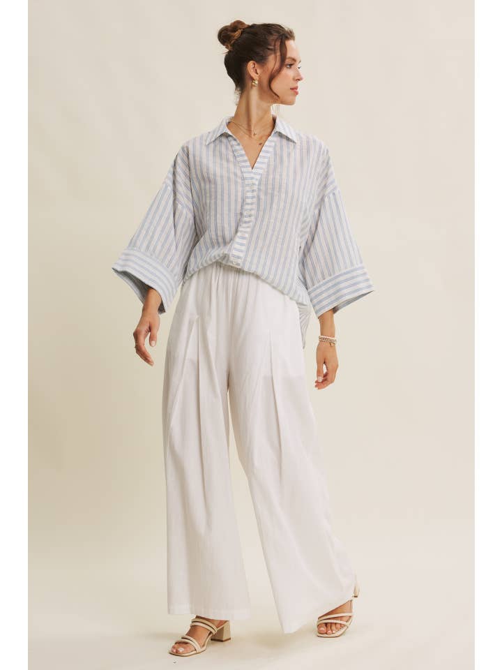 in february – Engroshandel Skjorte med buttondown – til kvinder – PERFEKT STRIBET SKJORTE MED KNAPPER OG BREDE ÆRMER TIL OVERGANGSPERIODEN19