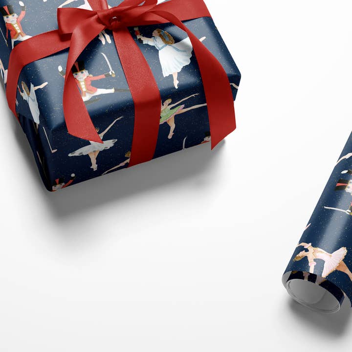 Oh So Chic Designs - Wholesale Wrapping Paper Roll - Nutcracker Ballet NAVY Wrapping Paper2