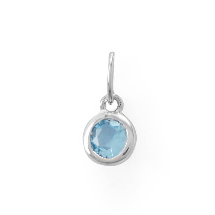 Silver Stars Collection - Wholesale Individual Charm/Pendant - Rhodium Plated Round CZ Birthstones Charm (January-December)2