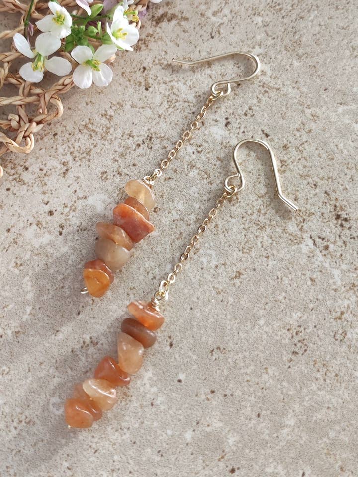 Boucles d'oreilles en cristal de cornaline, Boucles d'oreilles pendantes en cornaline pour la vente par LegrosJewelry