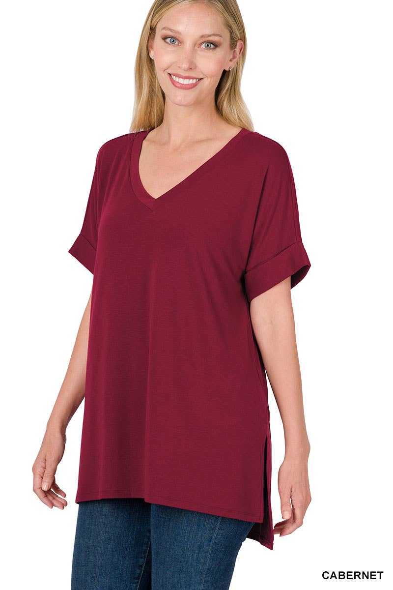 42POPS - Wholesale Tunic - Women's - `.Short Sleeve Side Slit Hi Low Hem3