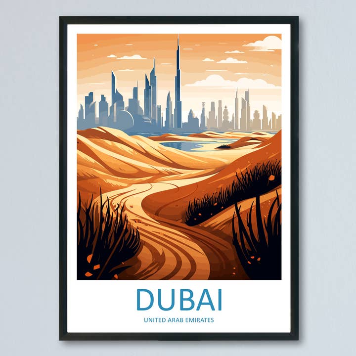 Affiche de voyage à Dubaï, ÉAU pour la vente par TravelzonaArt