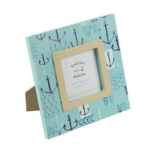 Marco de fotos con anclajes, azul, 15 cm para venta al por mayor de Nauticalia
