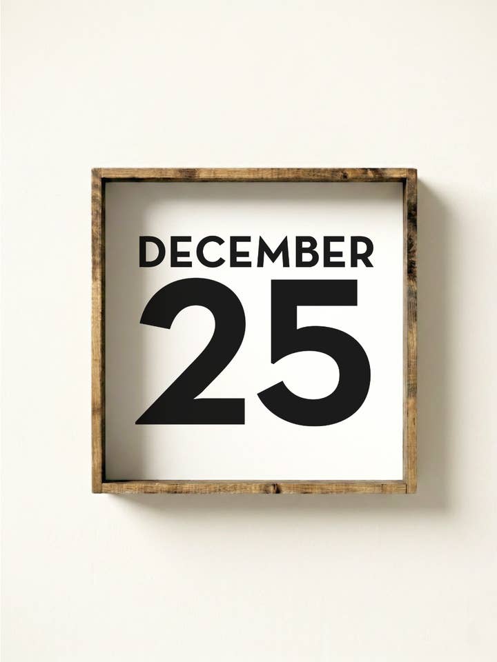 Gerahmter Druck „25. Dezember“ – festliche Wandkunst, Weihnachtsdeko für den Großhandel von Williamraedesigns