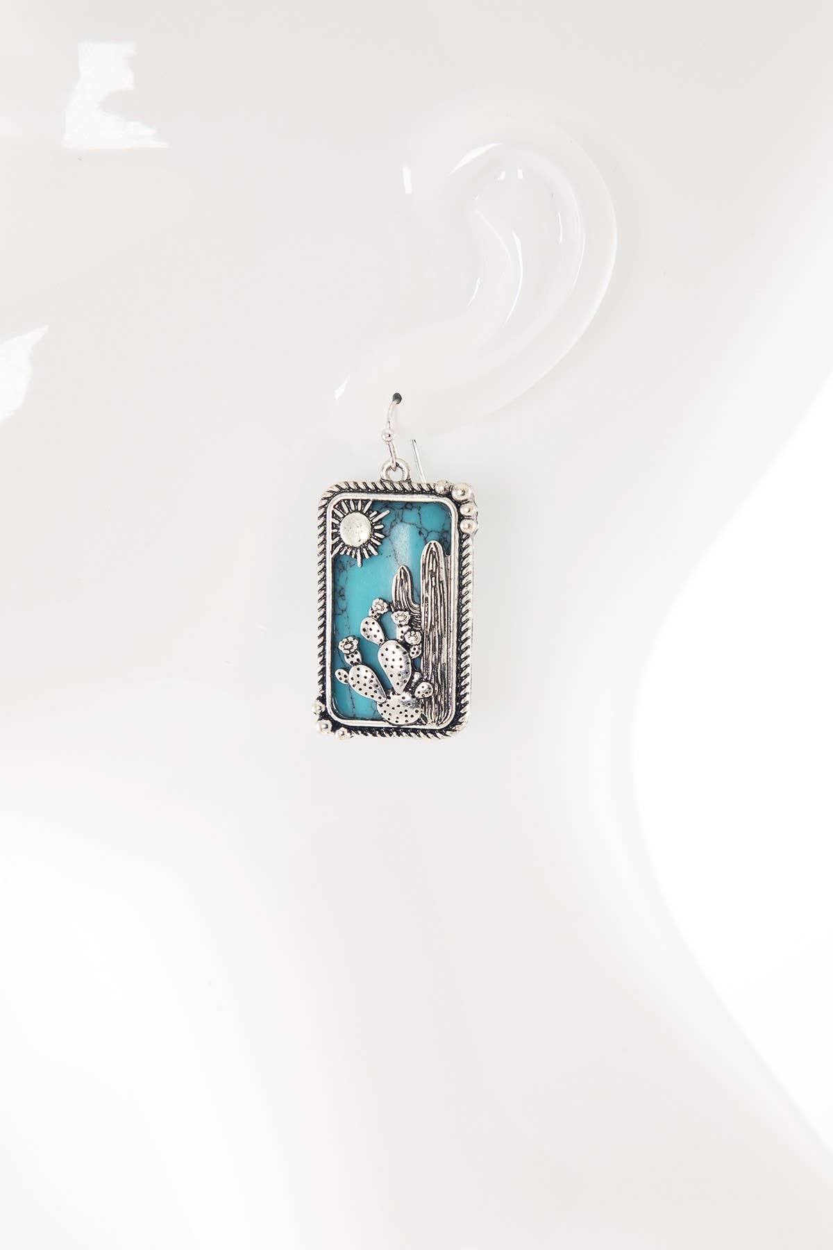 Urbanista - Wholesale Dangle Earrings - Western Cactus Hand Stone Earrings2