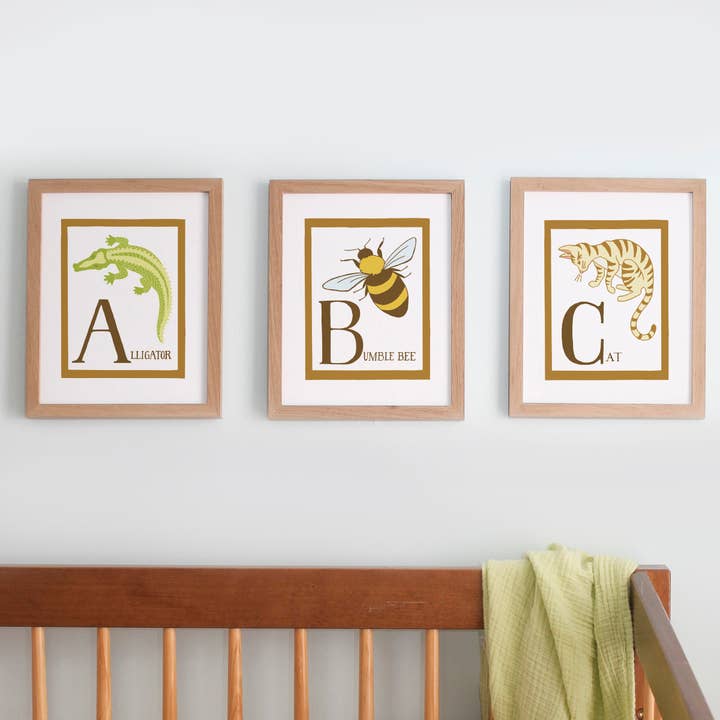 ABC Lot de 3 impressions d'art pour pépinière pour la vente par Peppercorn Paper