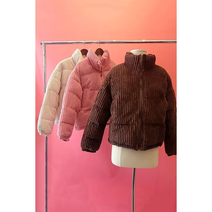 CORDUROY PUFFER BOMBER SHACKET for wholesale by Mapcie
