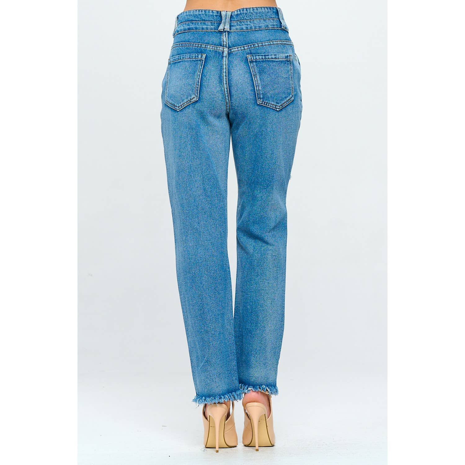 Blue Turtle - Wholesale Jeans - Women's - Fringe 90's High Rise Mom Jean Double Waistband Med DH21073