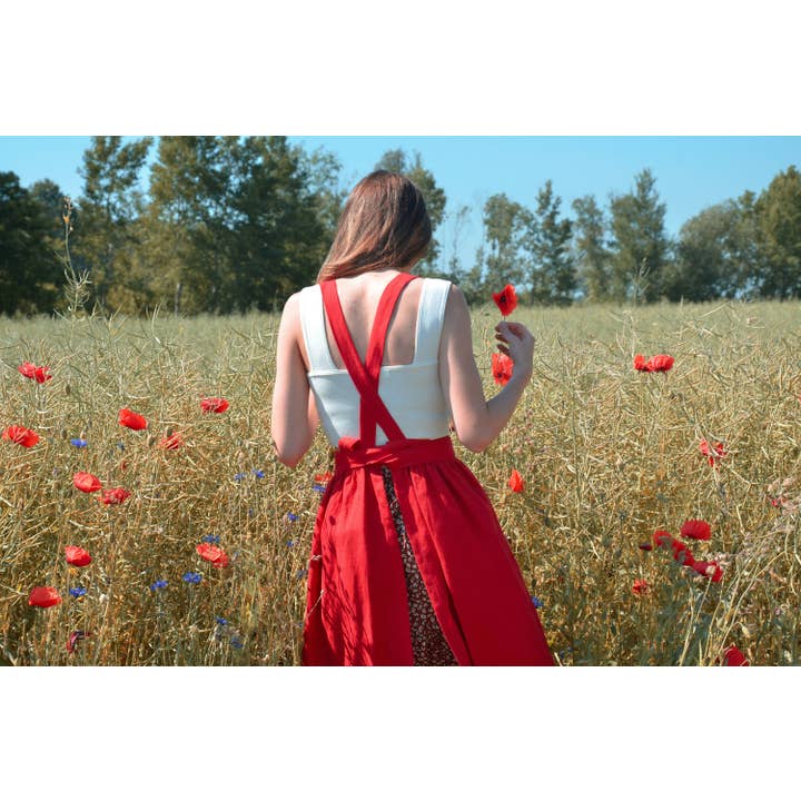 Matrinna - Wholesale Apron - Pinafore Apron, Aprons for Women, Cross Back Apron, Apron With Pockets, Pinafore Dress, Japanese Apron, Garden Apron, Red Apron Women3