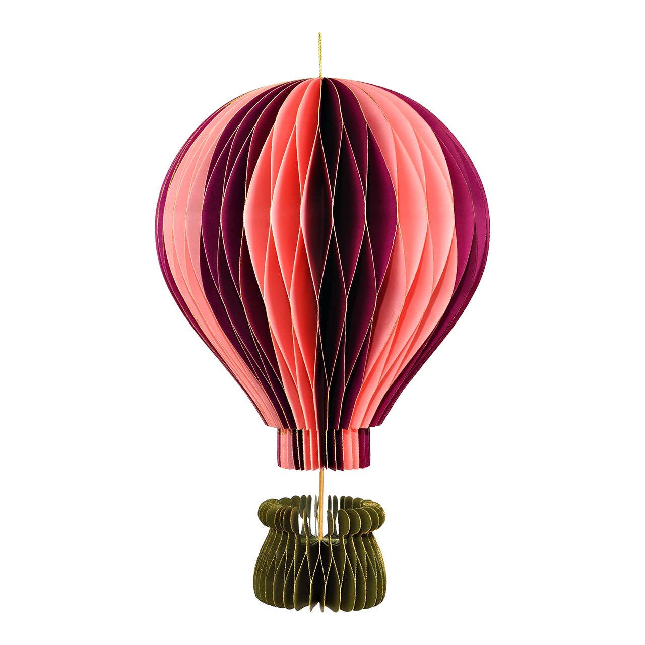 Wurm - Wholesale Christmas Decoration - Hanging Hot Air Balloon Honeycomb made of Paper/Cardboard, Purple/Pink (W/H/D) 19x30x19cm0