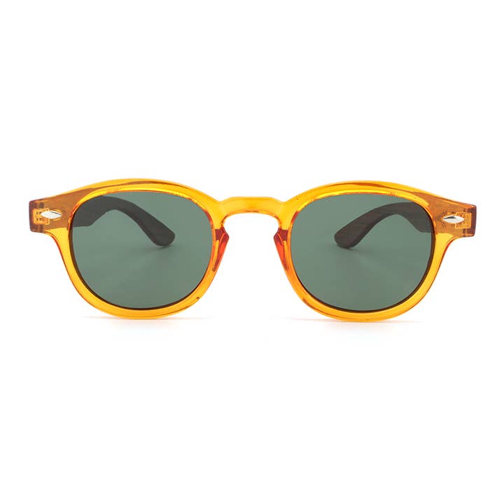 Birch - Rosewood Arms, Transparent Orange Acetate, Polarized for wholesale by Maple Sunglasses (Walnut | Beechwood | Rosewood & Maplewood)