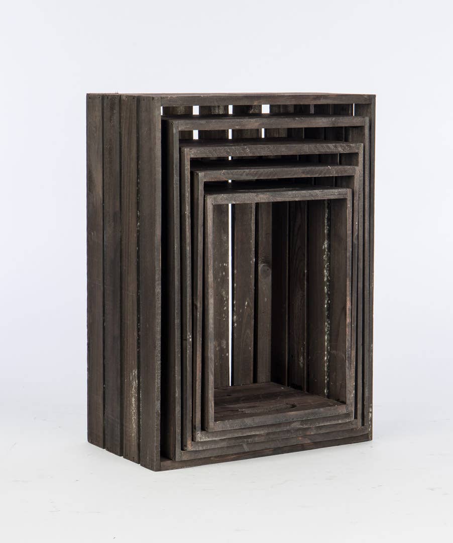 Willow Group - Wholesale Storage Bin - S/5 BROWN WOOD CRATES2
