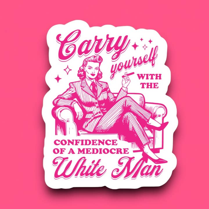 Autocollant féministe pour homme blanc médiocre pour la vente par Ace the Pitmatian Co