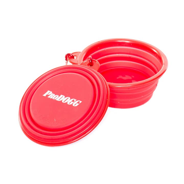 PRODOGG™ RED COLLAPSIBLE WATER BOWL WITH WHITE LOGO 195201 for wholesale by InstantFigure