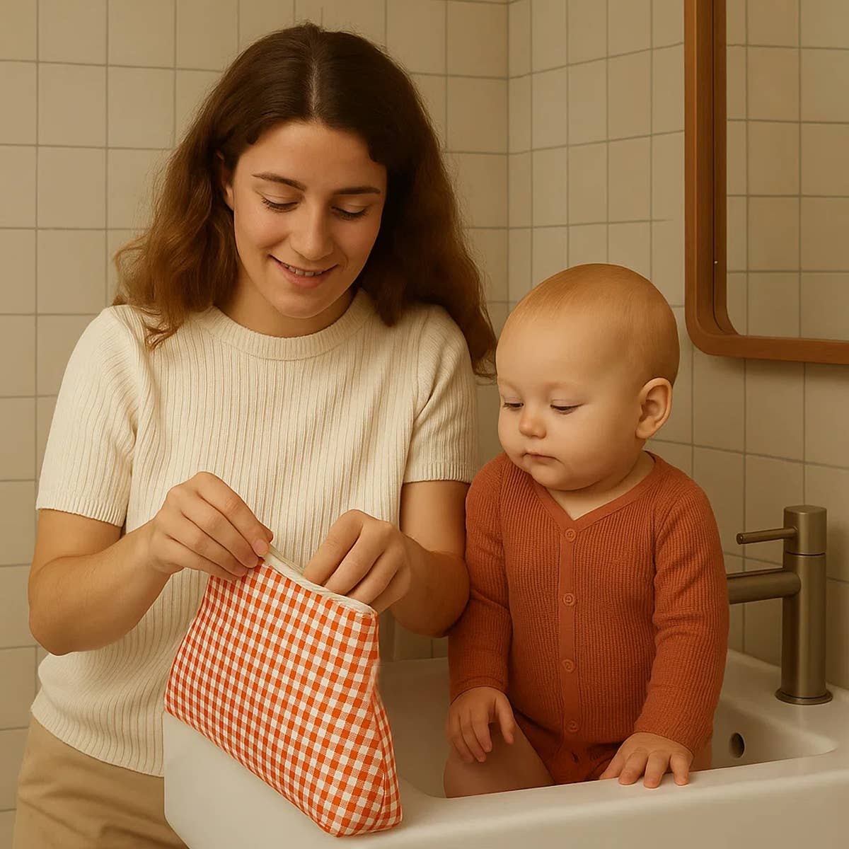 PAPATE – wholesale Necessär - Dam – Ekologisk bomull Toalettväska - Vichy2