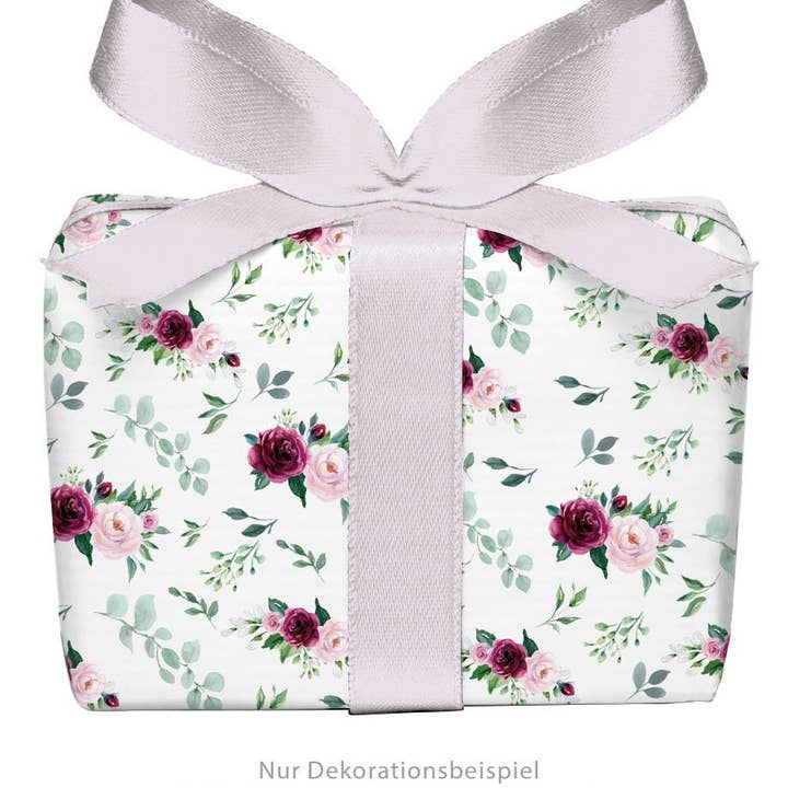 Geschenkpapier Set 3 Bögen BOHO Rosen rot weiß Hochzeit Gebu für den Großhandel von fioniony®