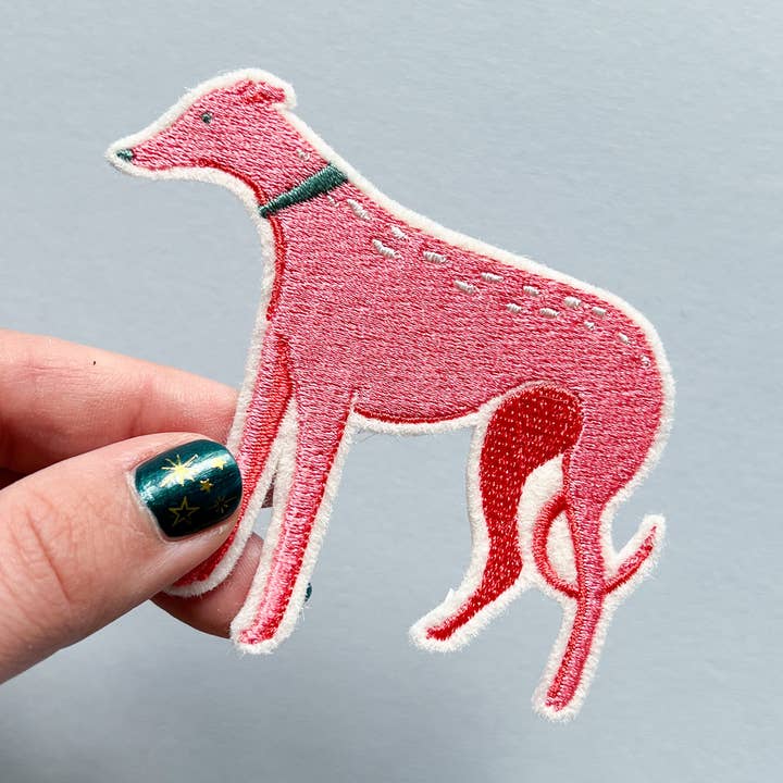 Pink Albert, Embroidered Patch for wholesale by Bryony Moss Illustration