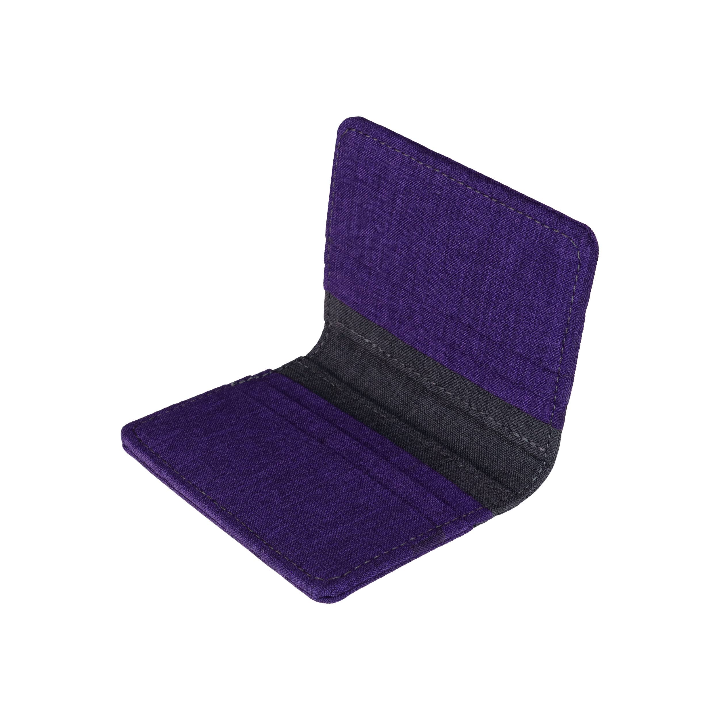 HOLD SUPPLY - Wholesale Wallet - Men's - Purple and Gray Canvas Vertical Bifold Card & Cash Wallet2