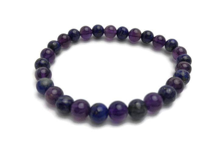 Baltic Essentials - Wholesale Beaded Bracelet - Kids - 6 inch Baltic Essentials Bracelet Purple Amethyst Blue Lapis Lazuli Toddler2
