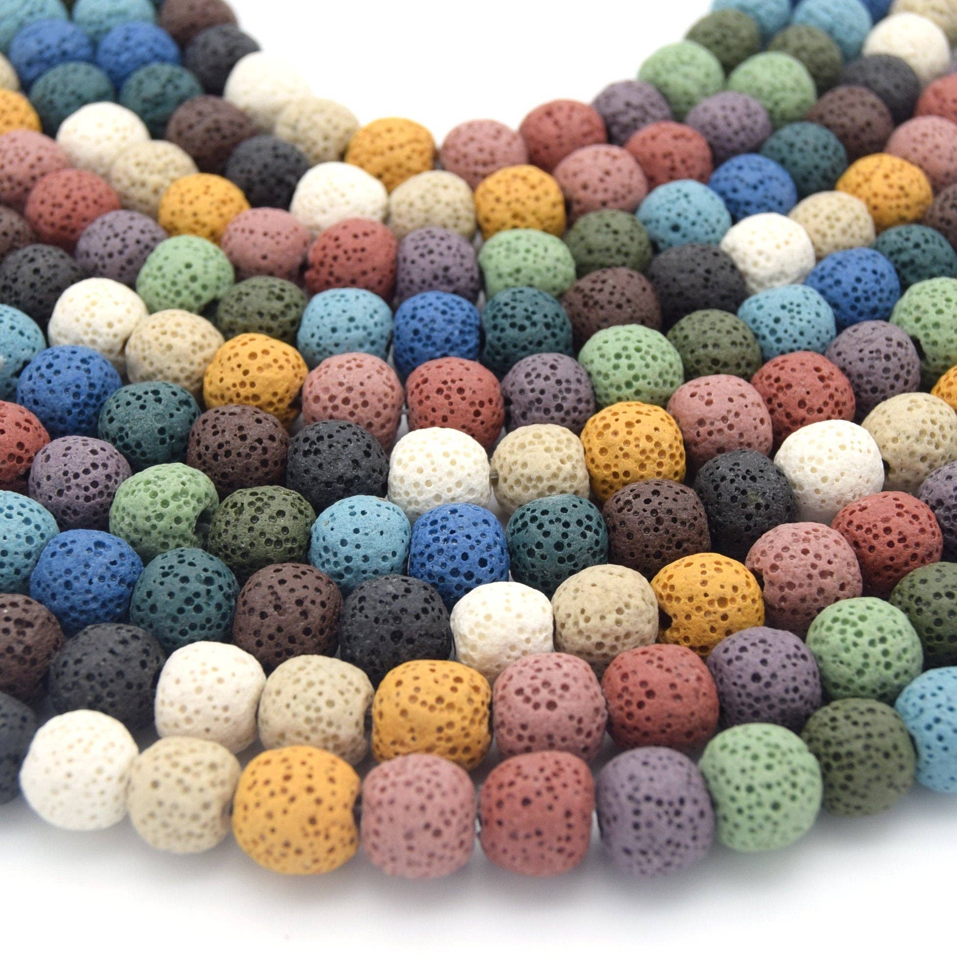 Only Beads - Wholesale Beads - Lava Beads | Rainbow | Multicolor Round Diffuser Beads - 6mm 8mm 10mm 12mm 14mm 16mm 18mm 20mm Available1
