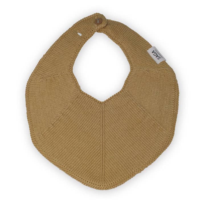 Saga Copenhagen - Wholesale Bib - Baby - Knitted Baby Bib - Organic Cotton - Honey - Adjustable