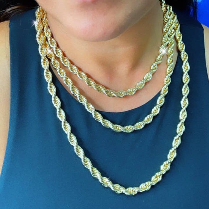 Milie - Wholesale Link & Chain Necklace - 18k GF Thick Rope Chain 7mm Width3