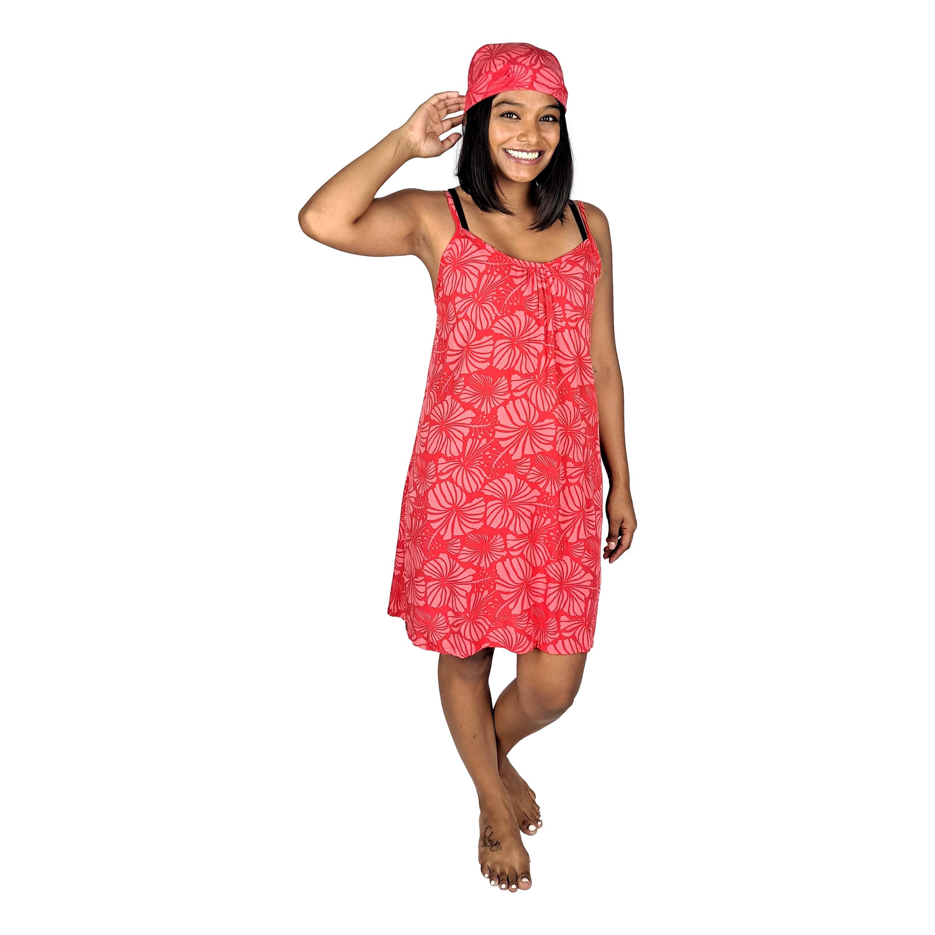Island Style Clothing Co by Akamai Distribution Ltd - Wholesale Bandana - Women's - Bandana Red Hibiscus Lightweight Rayon 21 x 21 6