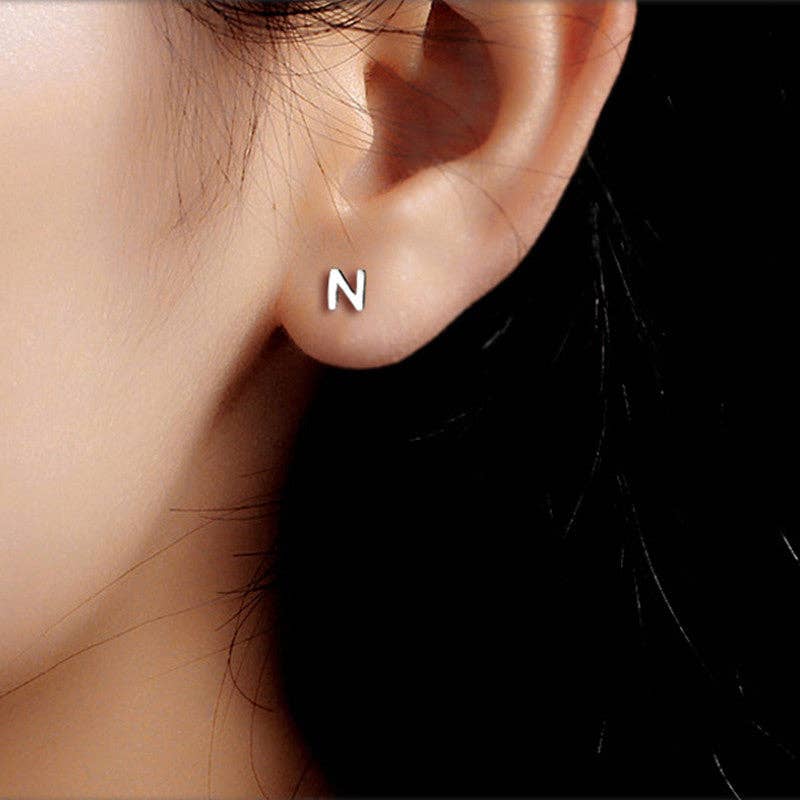 Perimade & Co. LLC - Wholesale Stud/Post Earrings - Dainty Initial Letter Stud Earrings in 925 Sterling Silver13