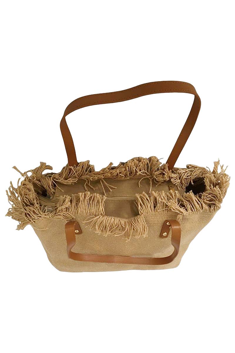 Cap Zone - Wholesale Strandtas - Eenvoudige strandtas met franjes en gevlochten rand3