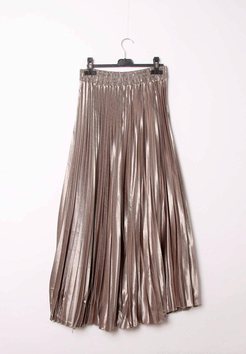 LUSA MODE - Wholesale Skirt - Women's - Long Pleated Solid Satin Skirt 3014 - Lusa Fashion5