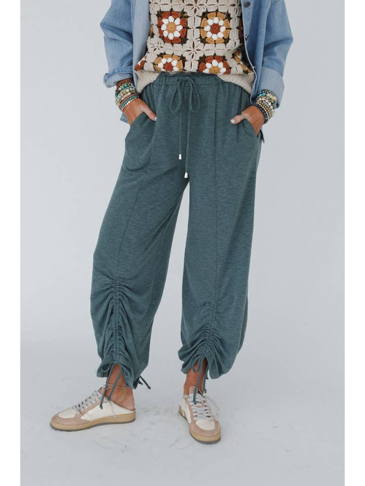 Three Bird Nest - Wholesale Pants - Women's - Solie Cinched Pants - Green Olive
