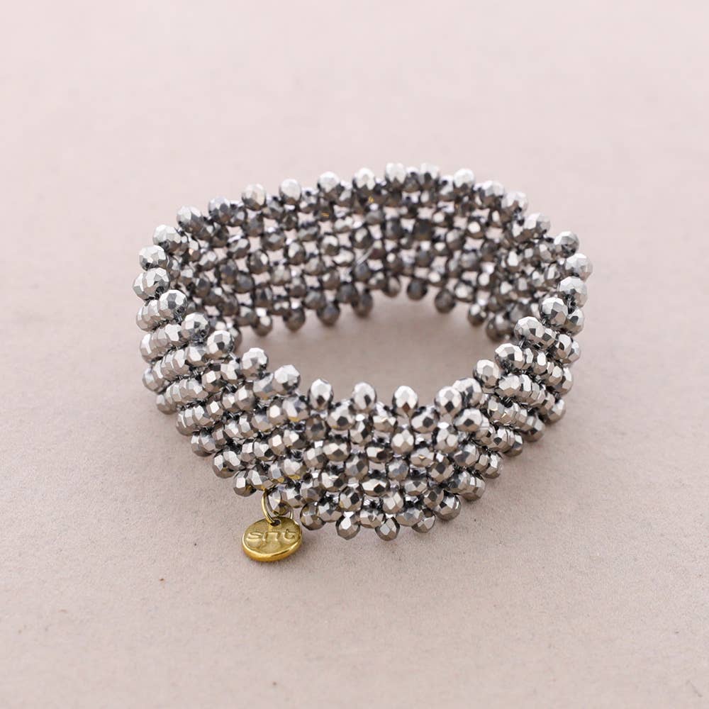 Transparent Gray Faceted Crystal Elastic Bracelet for wholesale on Faire5