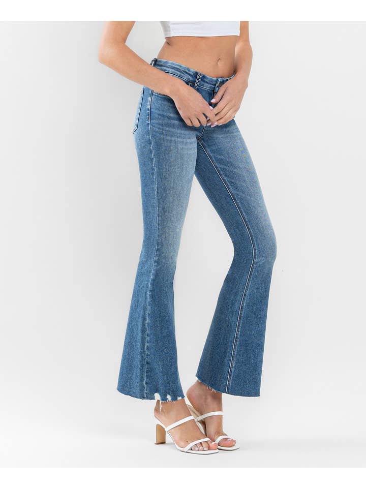 AMAZES LOW RISE BRAIDED BELT LOOP FLARE JEANS F5525 for wholesale on Faire6