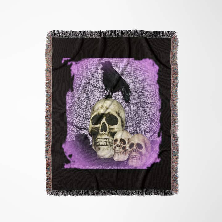 3dRose, Three Skulls and Raven Skull with Raven, Blanket for wholesale by 3dRose