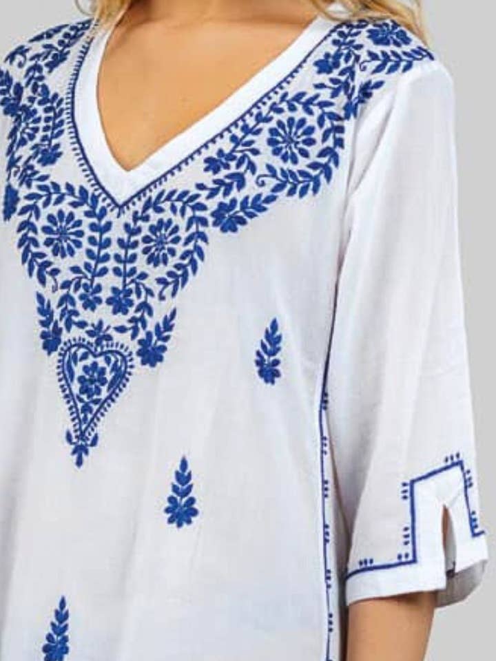 Navy Parama Embroidered Caftans for wholesale on Faire2