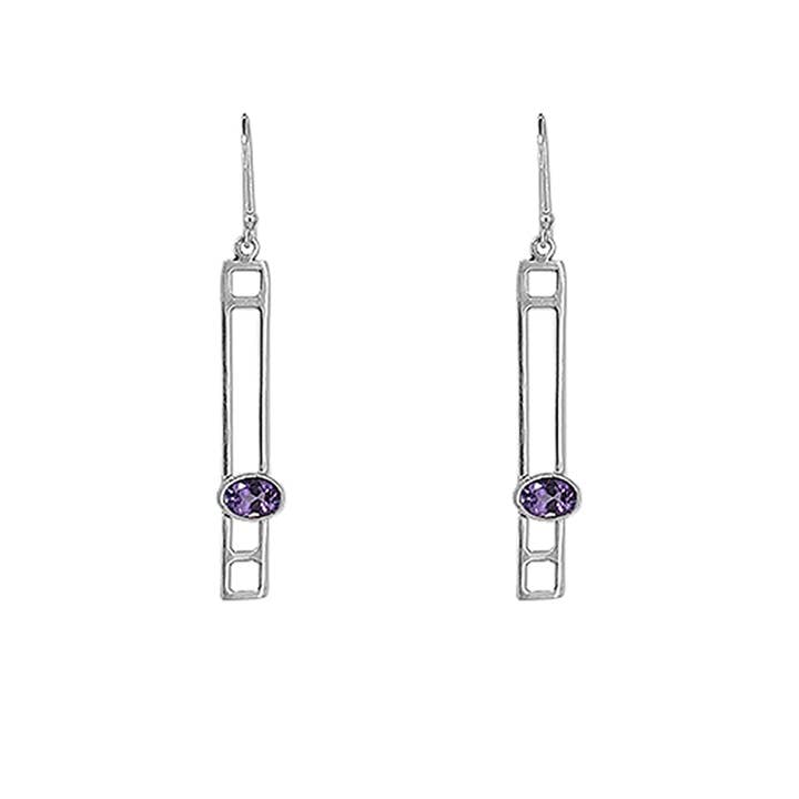 Longue boucle d'oreille en argent sterling avec améthyste pour la vente par SITA