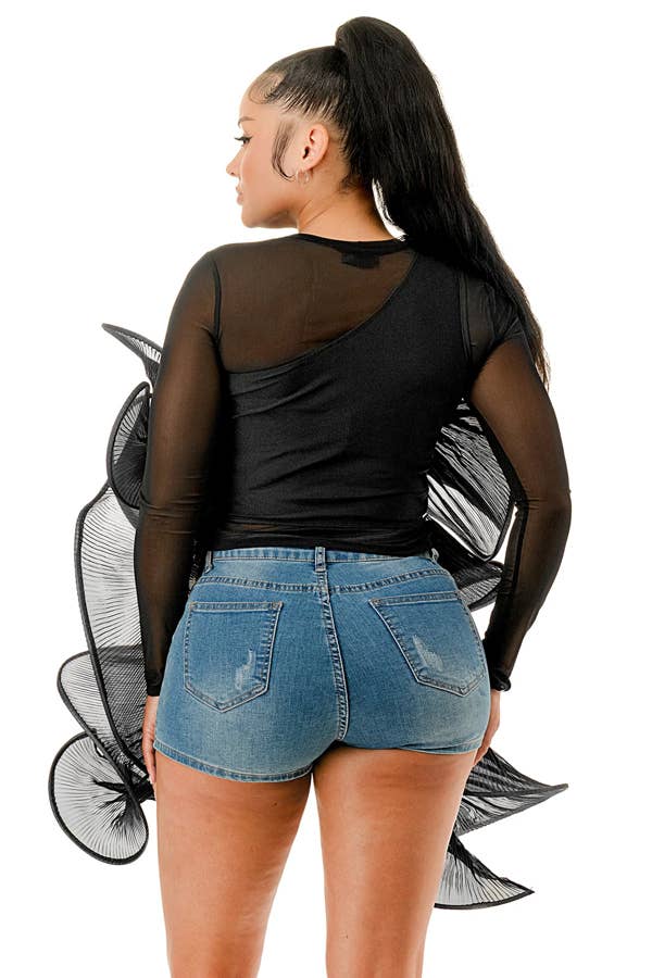 Black Round Neck Mesh Top &  Ruffle Tank Top Set for wholesale on Faire2