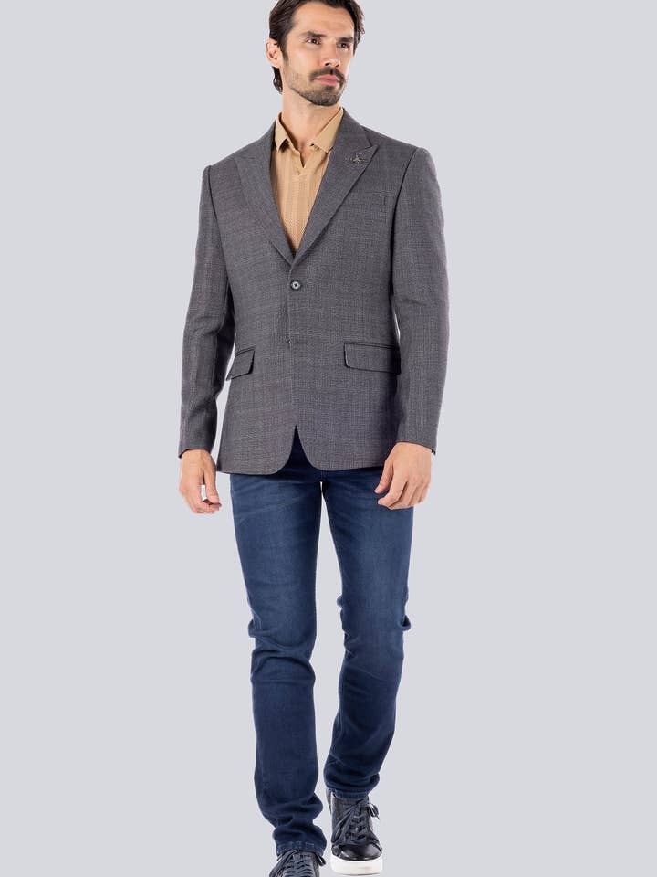 Men's Wool Fabric Matte Peak Lapel Blazer 4BL31 for wholesale by BARABAS