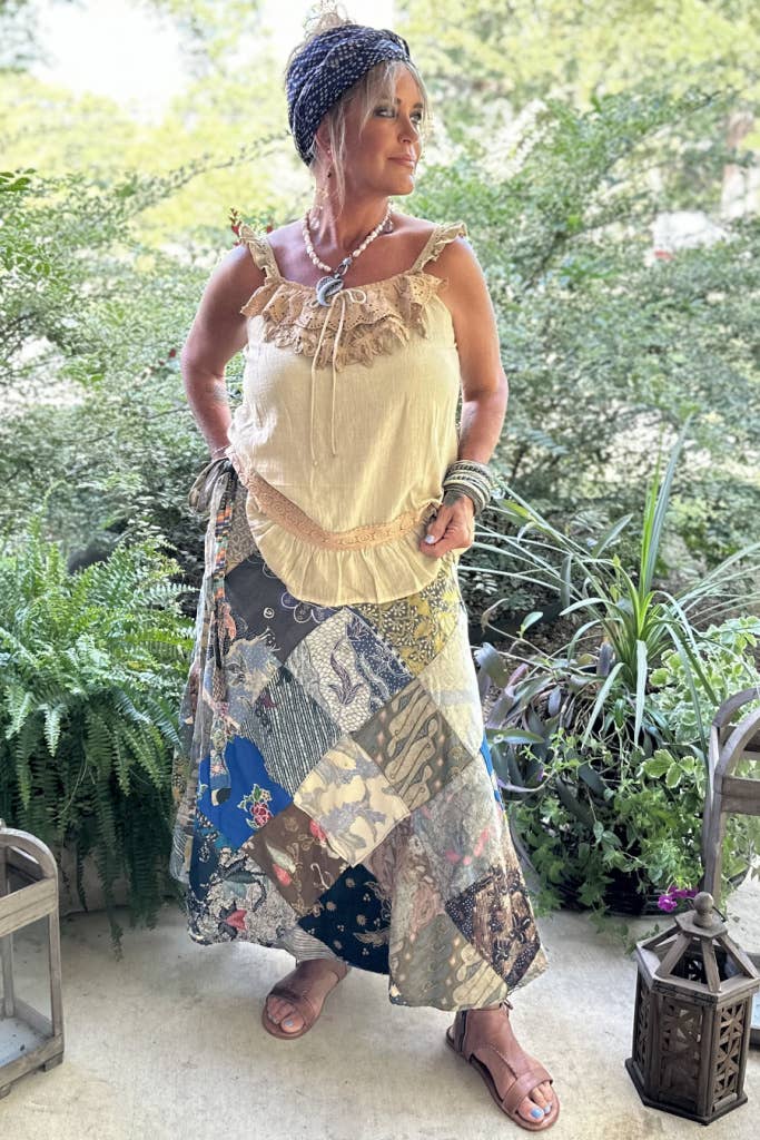 Jaded Gypsy – Engroshandel Nederdel - Dame – Patchwork Love Nederdel - Sunset1