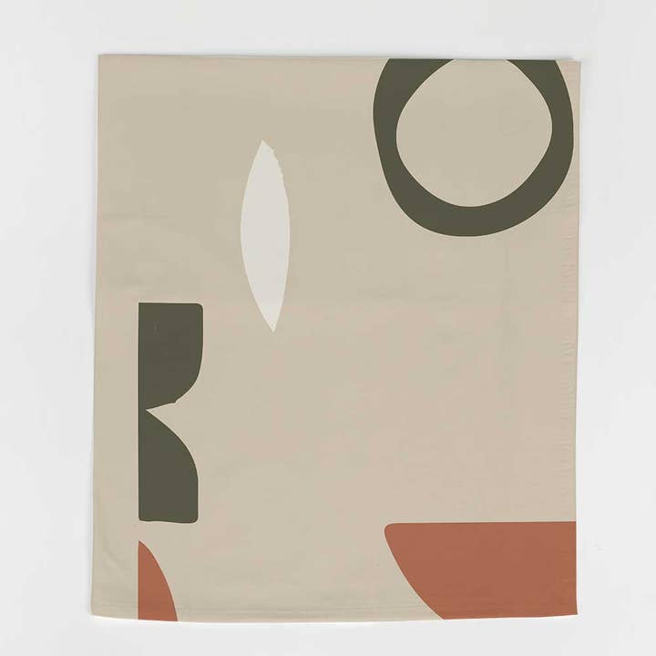 Dusty Pink & Olive Shapes All Over Towel for wholesale by Potluck Press