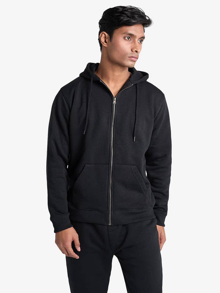 Premium Relaxed Zip Hoodie (Unisex) - Caviar Black for wholesale by Strides Co