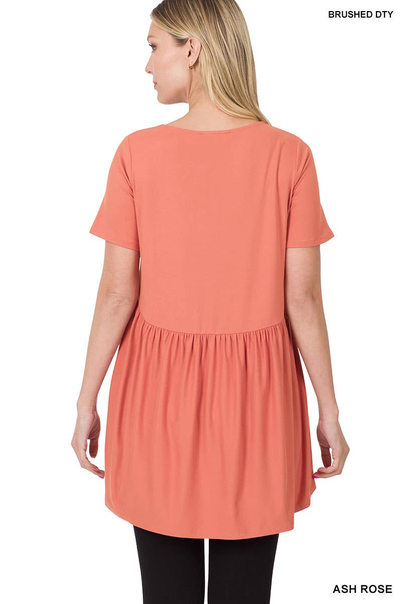 Vanilla Monkey - Wholesale Tunic - Women's - Brushed Dty Short Sleeve Waist Shirring Detail Top4