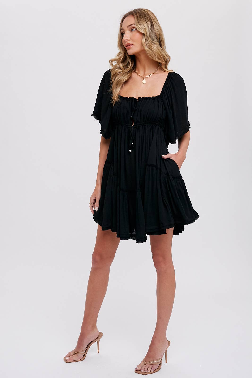 Bluivy - Wholesale Dress - Women's - RUFFLE HEM  RUCHED MINI DRESS21